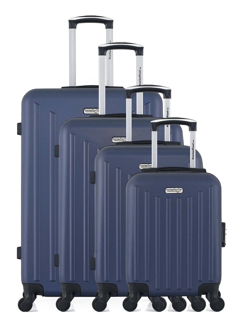 AMERICAN TRAVEL - Set de 4 Valises BROOKLYN-M 75 cm 4 Roues Bleu marine - Kiabi