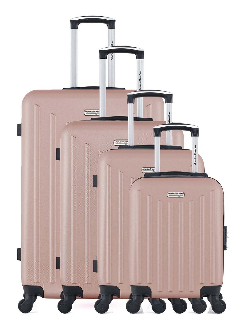 AMERICAN TRAVEL - Set de 4 Valises BROOKLYN-M 75 cm 4 Roues Rose clair - Kiabi