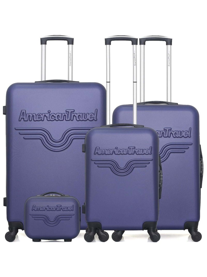 AMERICAN TRAVEL - Set de 4 Valises CHELSEA-C 75 cm 4 Roues Bleu marine - Kiabi