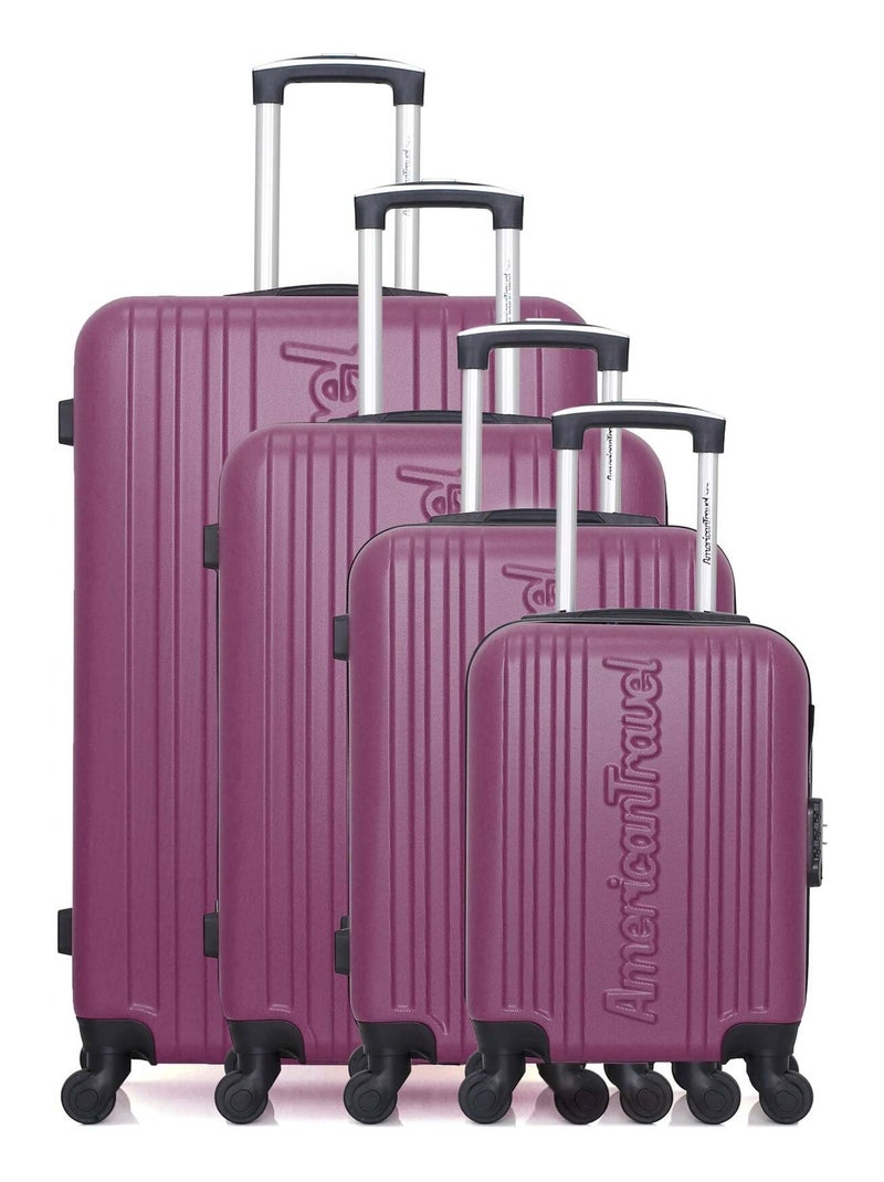 AMERICAN TRAVEL - Set de 4 Valises SPRINGFIELD-M 75 cm 4 Roues Violet prune - Kiabi
