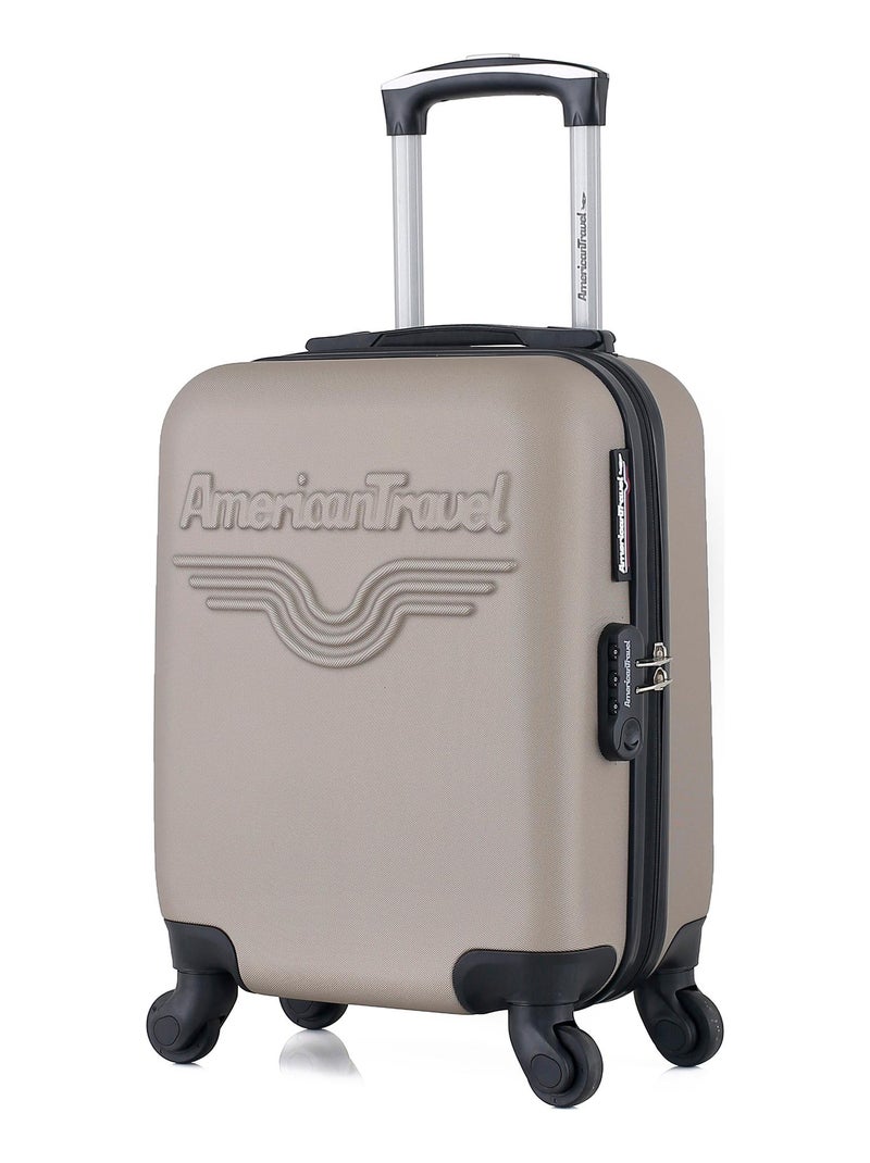 AMERICAN TRAVEL - Valise Cabine XXS CHELSEA 46 cm 4 Roues Beige - Kiabi