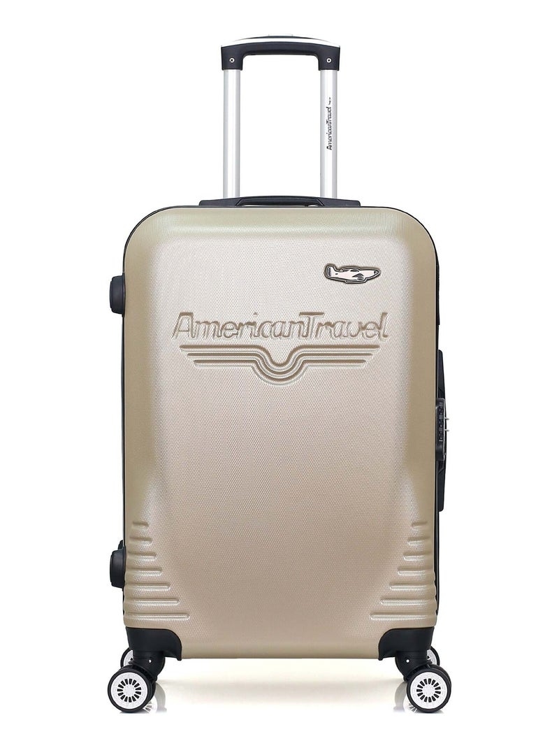 AMERICAN TRAVEL - Valise Weekend DC 65 cm 4 Roues Beige - Kiabi