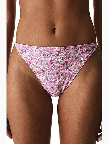 Amira bas de bikini à motif fleuri et côtés volantés, taille moyenne penti