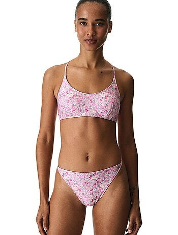 Amira bas de bikini à motif fleuri et côtés volantés, taille moyenne penti