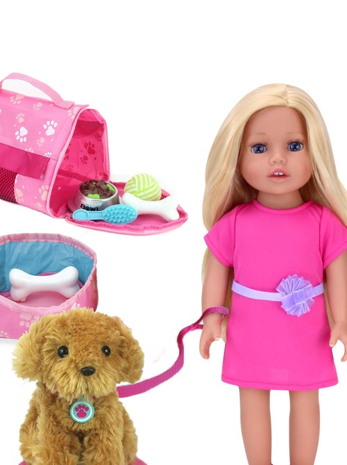 Amis de tous les jours Blonde de 18 pouces Chloé avec chiot et transporteur - Kiabi