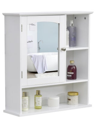 Amoire à glace 1 porte, niche + étagères latérales MDF blanc