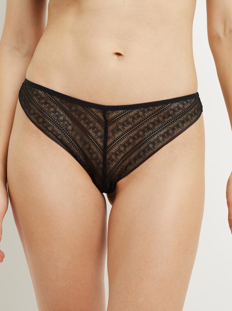 Amour tanga dentelle Noir - Kiabi