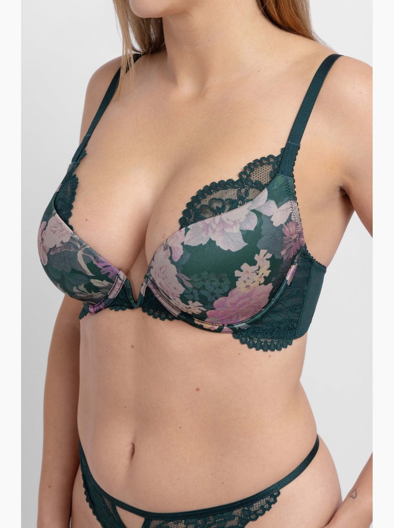 Anahi Floral – Décolleté Plongeant Vert - Kiabi