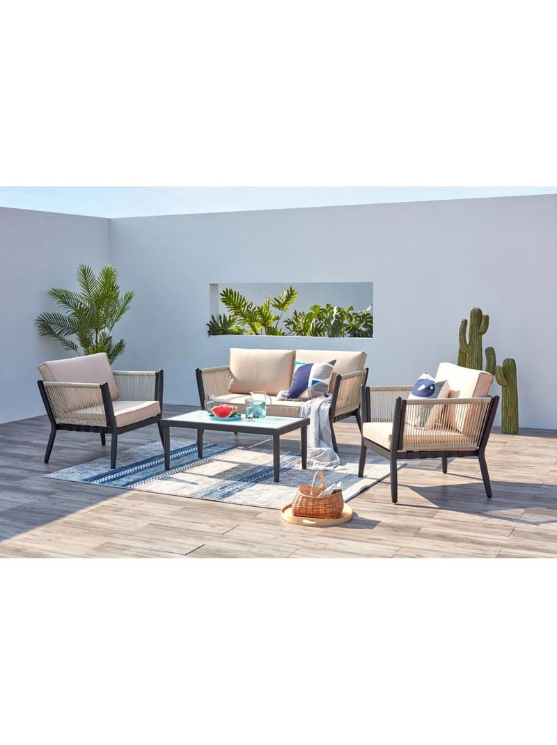 ANAHMA Salon de jardin 4 places en aluminium écru et noir Ecru - Kiabi