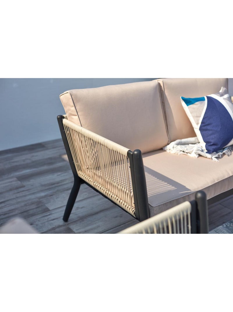 ANAHMA Salon de jardin 4 places en aluminium écru et noir Ecru - Kiabi