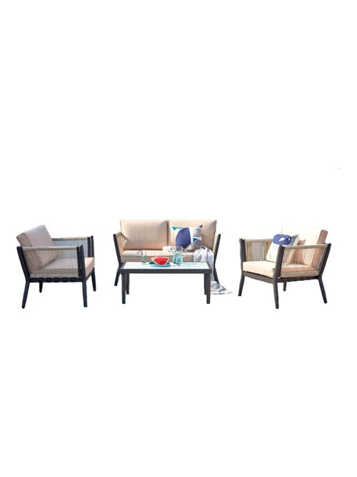 ANAHMA Salon jardin alu et corde écru-noir - Kiabi