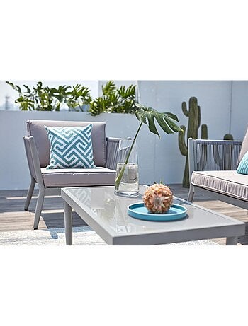 Anahma, salon jardin alu et corde gris clair