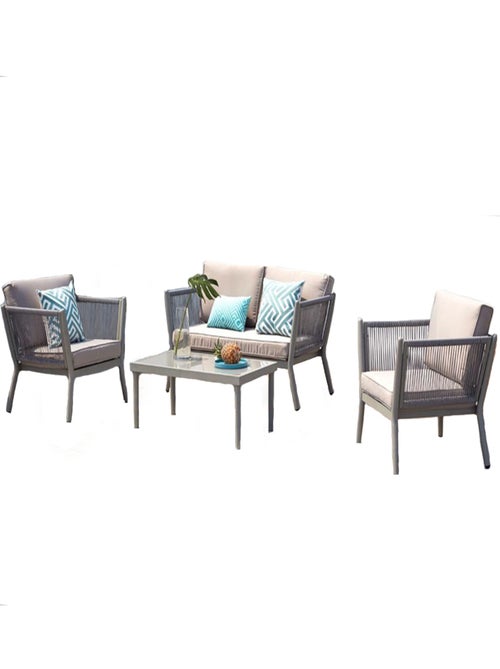 Anahma, salon jardin alu et corde gris clair - Kiabi
