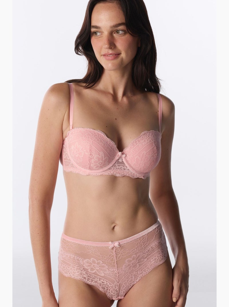 Angelic soutien-gorge en dentelle rembourré push-up penti Rose dragée - Kiabi