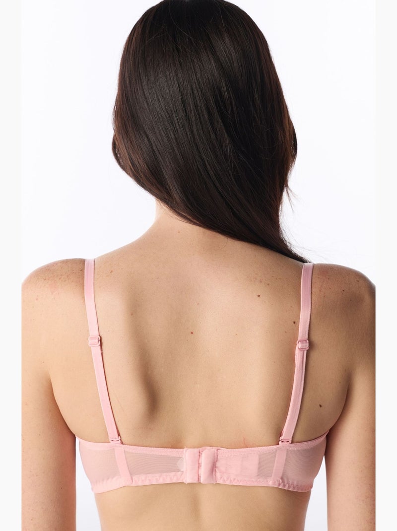 Angelic soutien-gorge en dentelle rembourré push-up penti Rose dragée - Kiabi