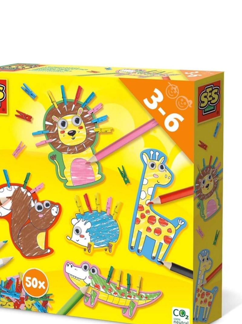Animaux en pinces à linge et coloriage N/A - Kiabi