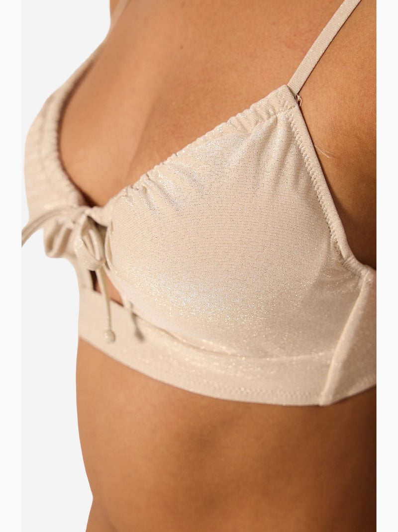 Anna haut de bikini à ouverture frontale et à paillettes penti Beige argile - Kiabi
