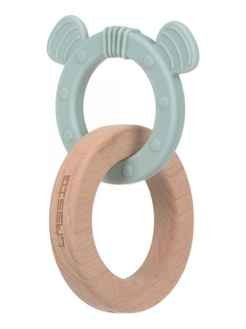 Anneau de dentition 2-en-1 Bois/Silicone  Little Chums Chien Bleu - Kiabi