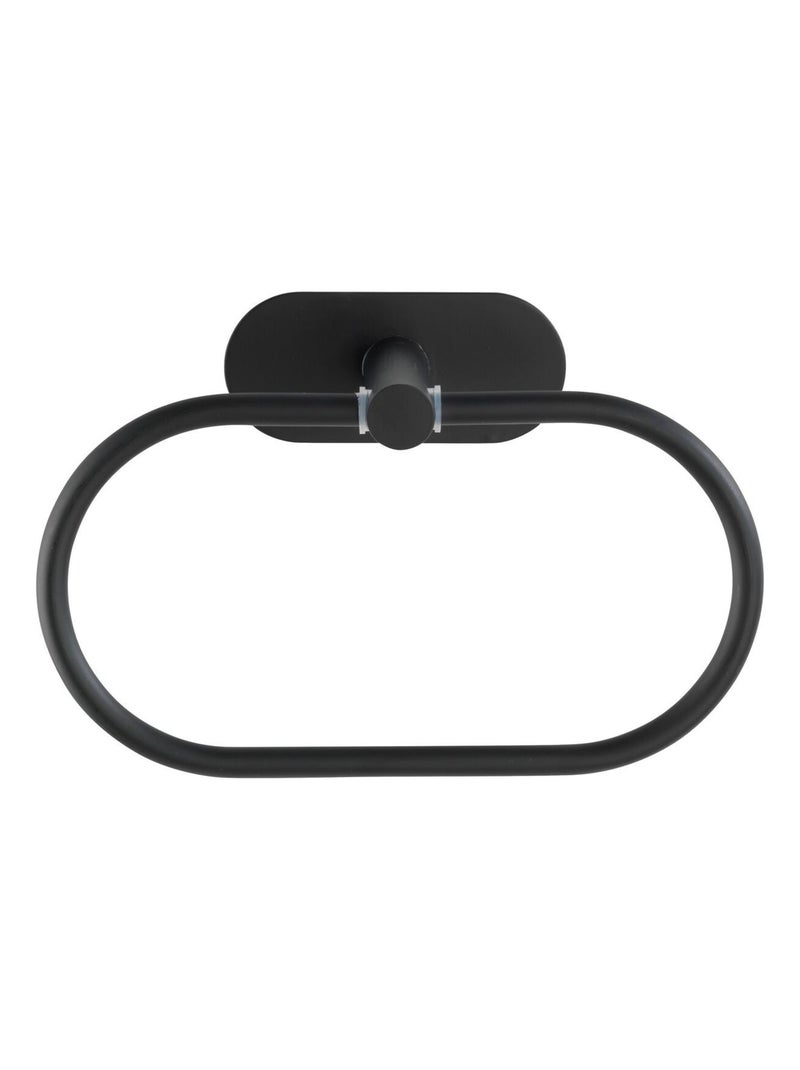 Anneau porte-serviette sans perçage en acier inox OREA Noir - Kiabi