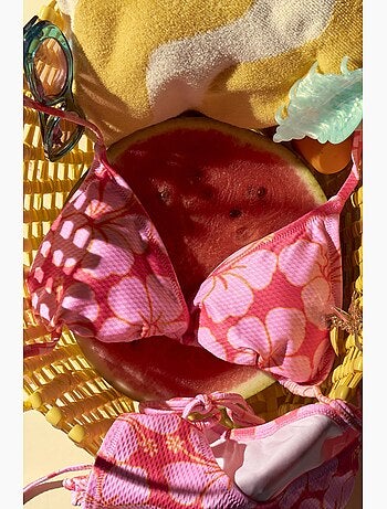 Annetta bikini triangle minimal à fleurs texturé penti