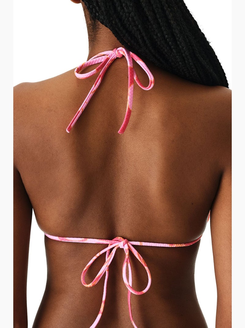 Annetta bikini triangle minimal à fleurs texturé penti Rose/Blanc - Kiabi