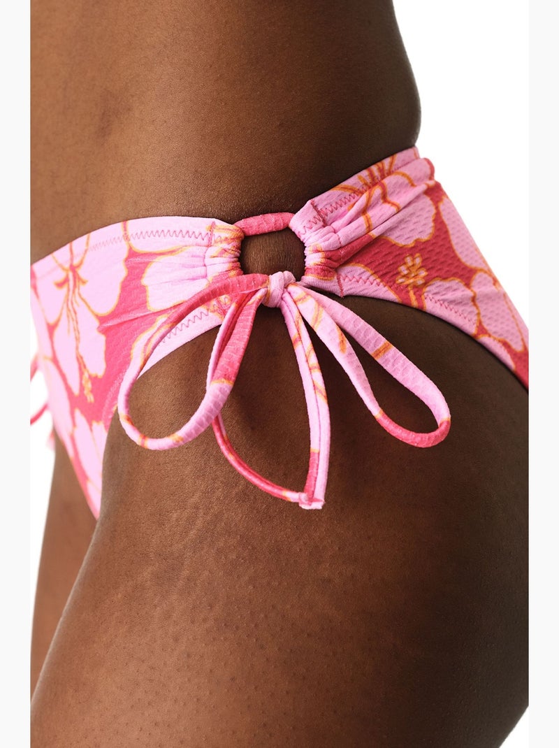 Annetta ring bas de bikini fleuri texturé taille mi-haute penti Rose fluo - Kiabi