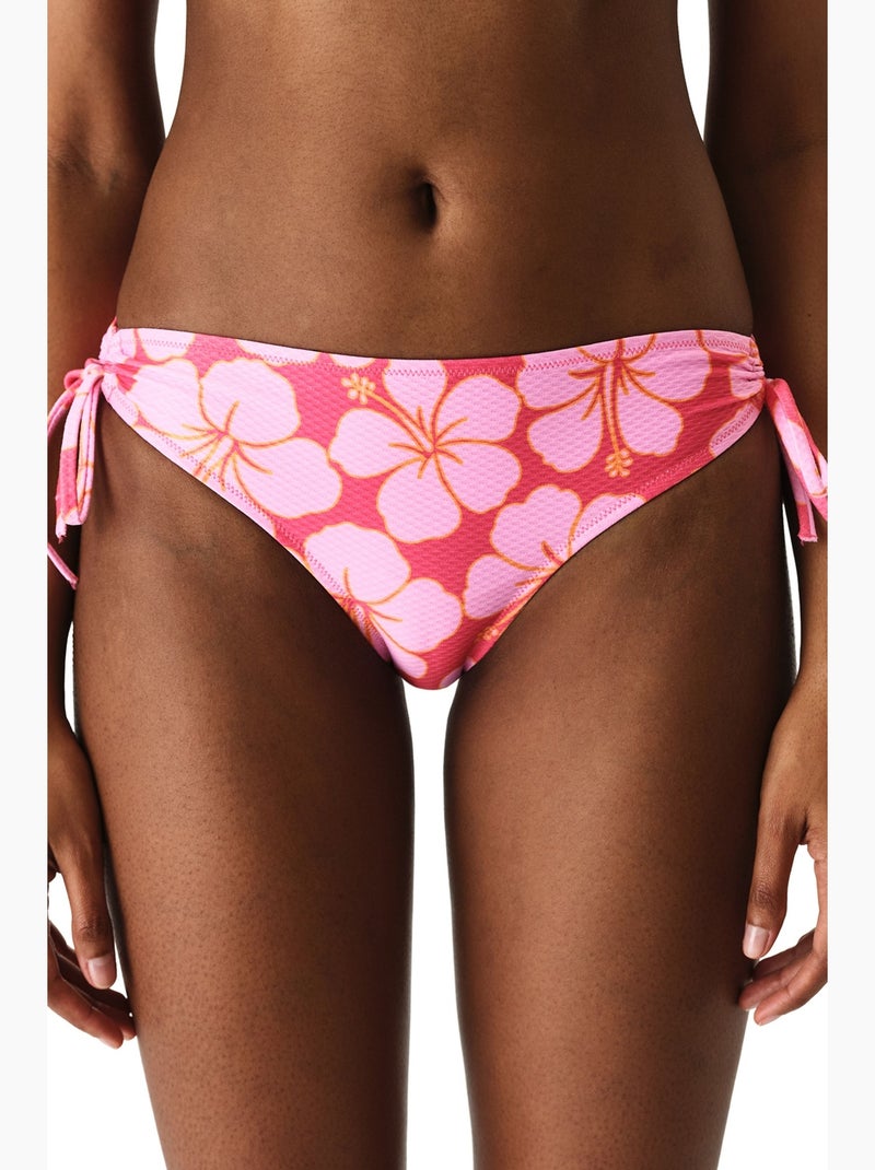 Annetta ring bas de bikini fleuri texturé taille mi-haute penti Rose fluo - Kiabi