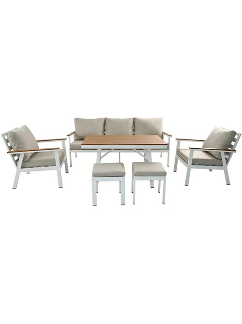 APIA Ensemble de jardin 7 places avec table effet bois - Kiabi