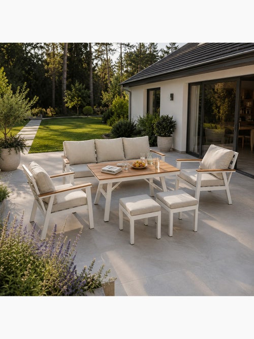 APIA Ensemble de jardin 7 places avec table effet bois - Kiabi