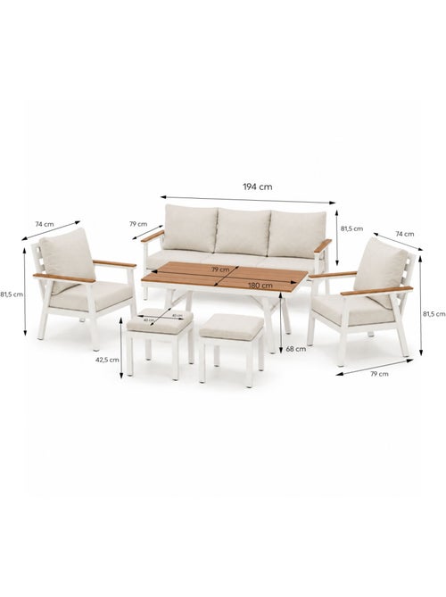 APIA Ensemble de jardin 7 places avec table effet bois - Kiabi