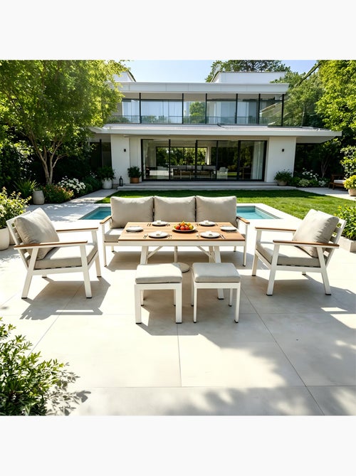 APIA Ensemble de jardin 7 places avec table effet bois - Kiabi