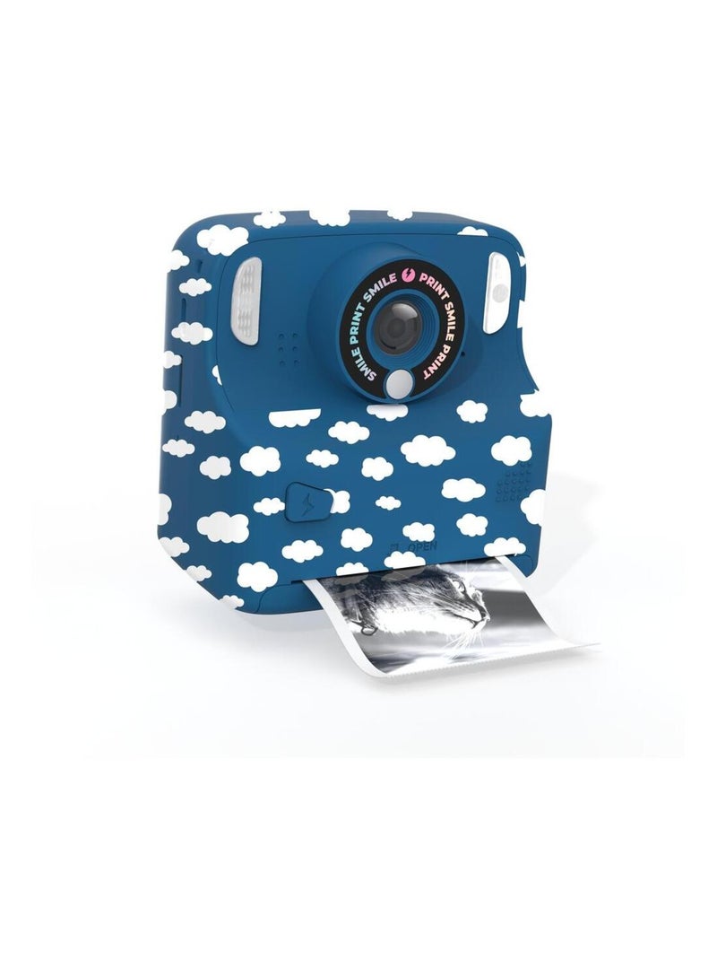 Appareil Photo Instantané Enfant PixiPrint - Impression Noir & Blanc Rapide - MOB Blanc Bleu - Kiabi
