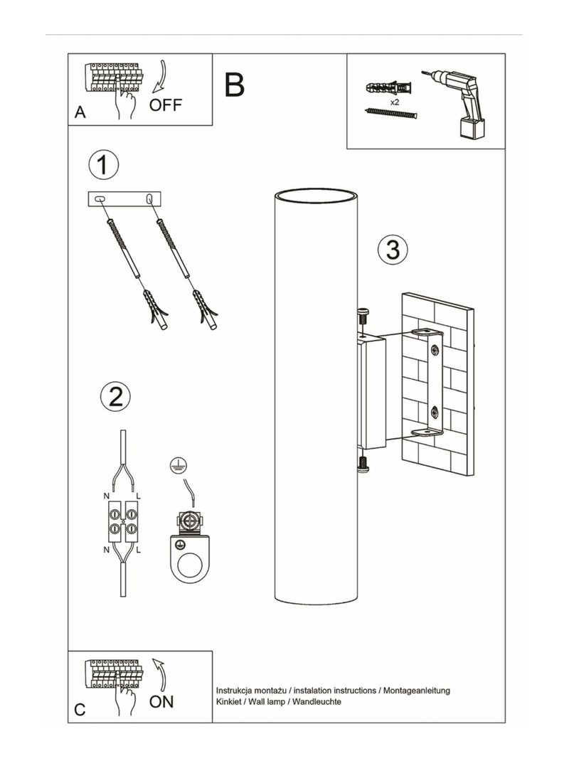 Applique Acier Blanc GU10 2 Lagos Blanc - Kiabi