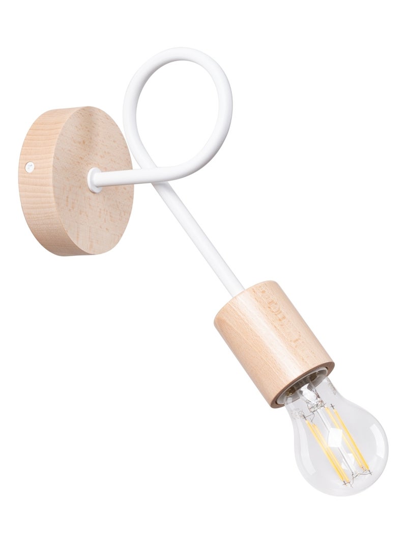 Applique Acier Blanc/Bois Naturel E27 1 Ember Blanc - Kiabi