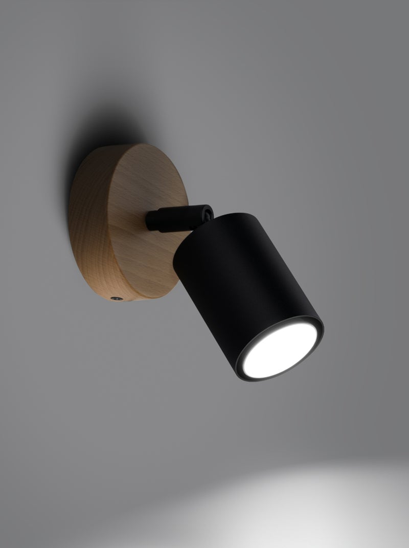 Applique Acier Bois/Noir GU10 1 Verdo Marron - Kiabi