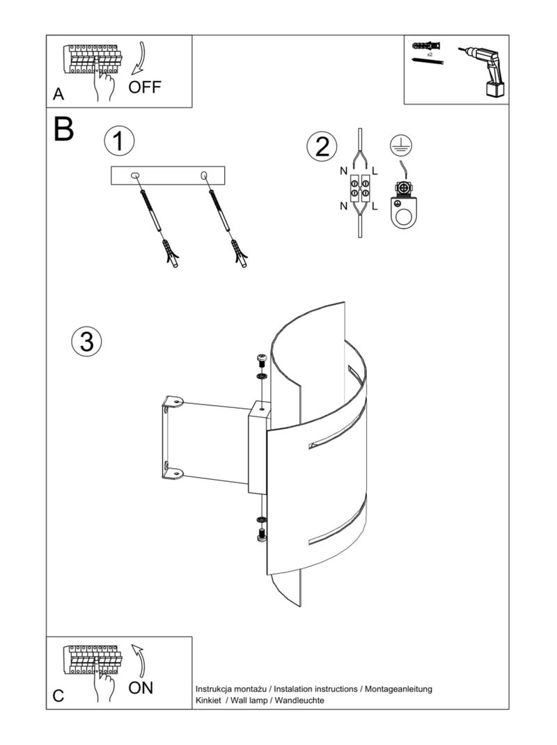 Applique Acier Noir G9 1 Hestia Noir - Kiabi