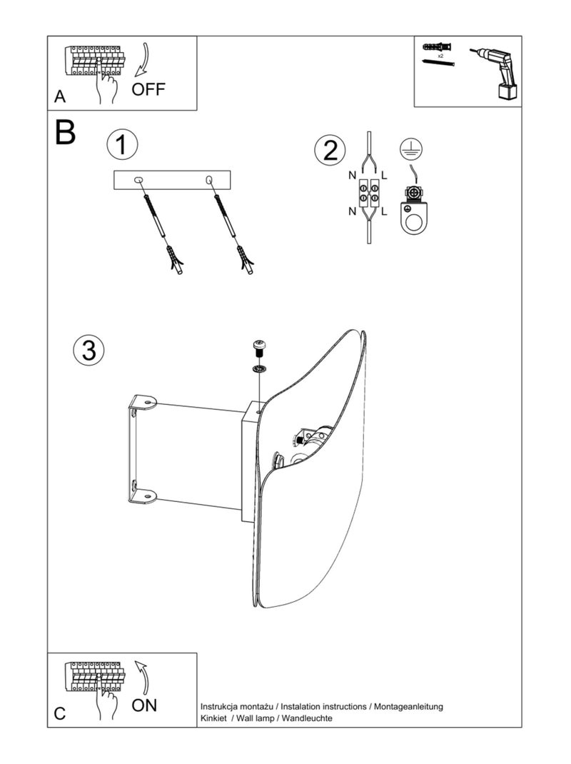 Applique Acier Noir G9 1 Tila Noir - Kiabi