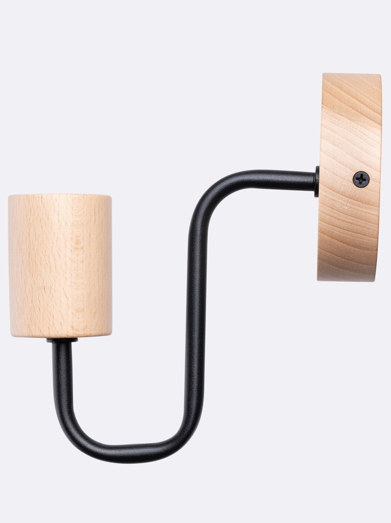 Applique Acier Noir/Bois Naturel E27 1 Timbo Noir - Kiabi