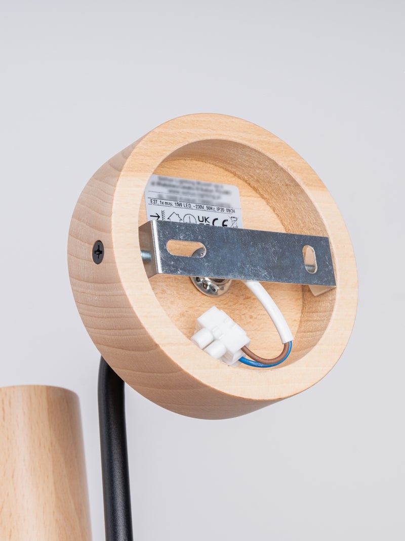 Applique Acier Noir/Bois Naturel E27 1 Timbo Noir - Kiabi