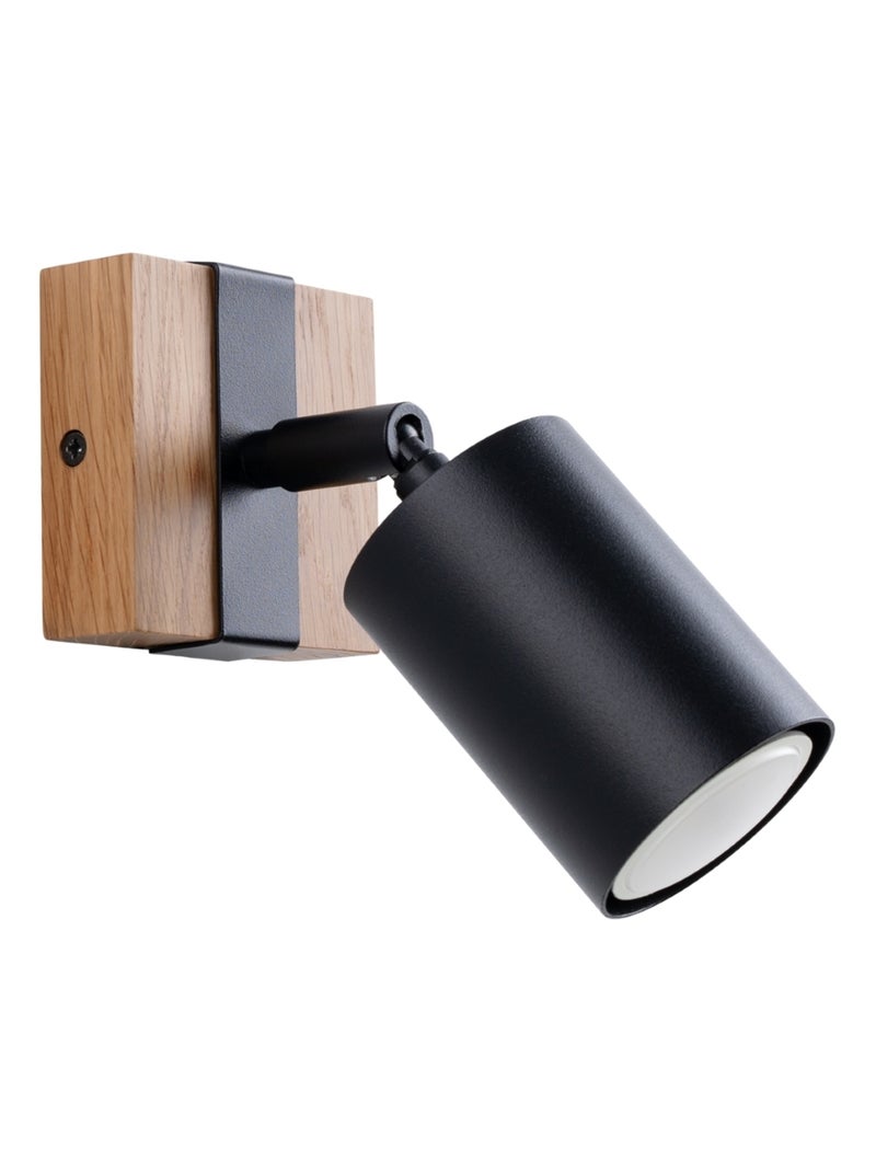 Applique Acier Noir/Bois Naturel GU10 1 Fager Noir - Kiabi