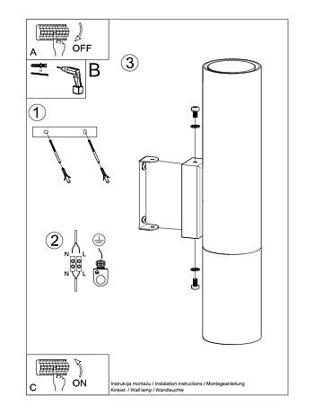 Applique Acier Or/Noir GU10 2 Loopez