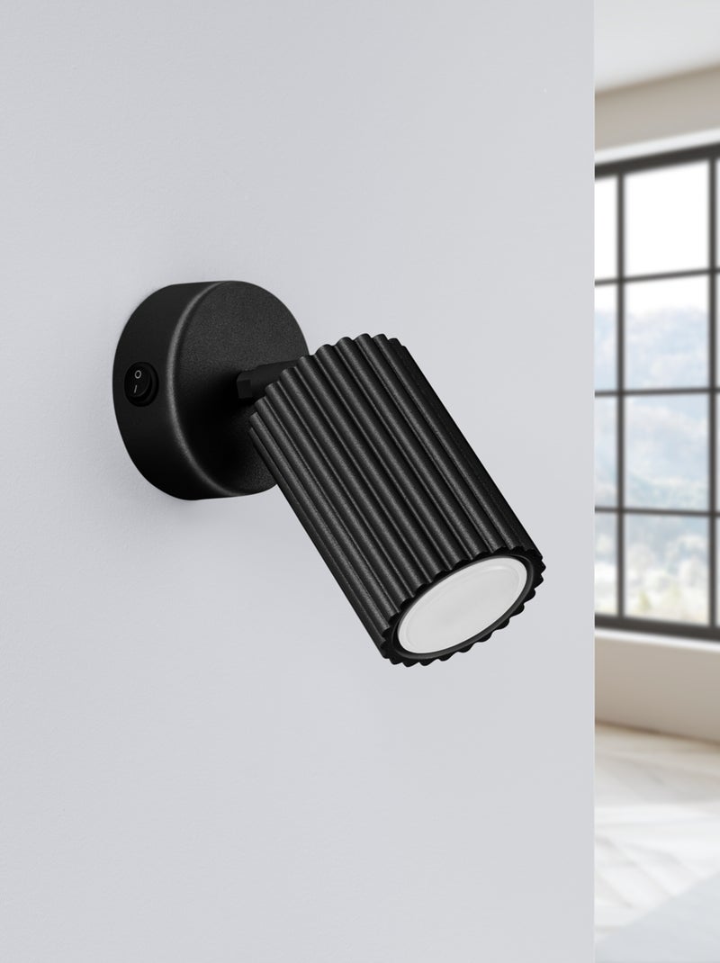 Applique Aluminium Noir GU10 1 Karbon Switch Noir - Kiabi