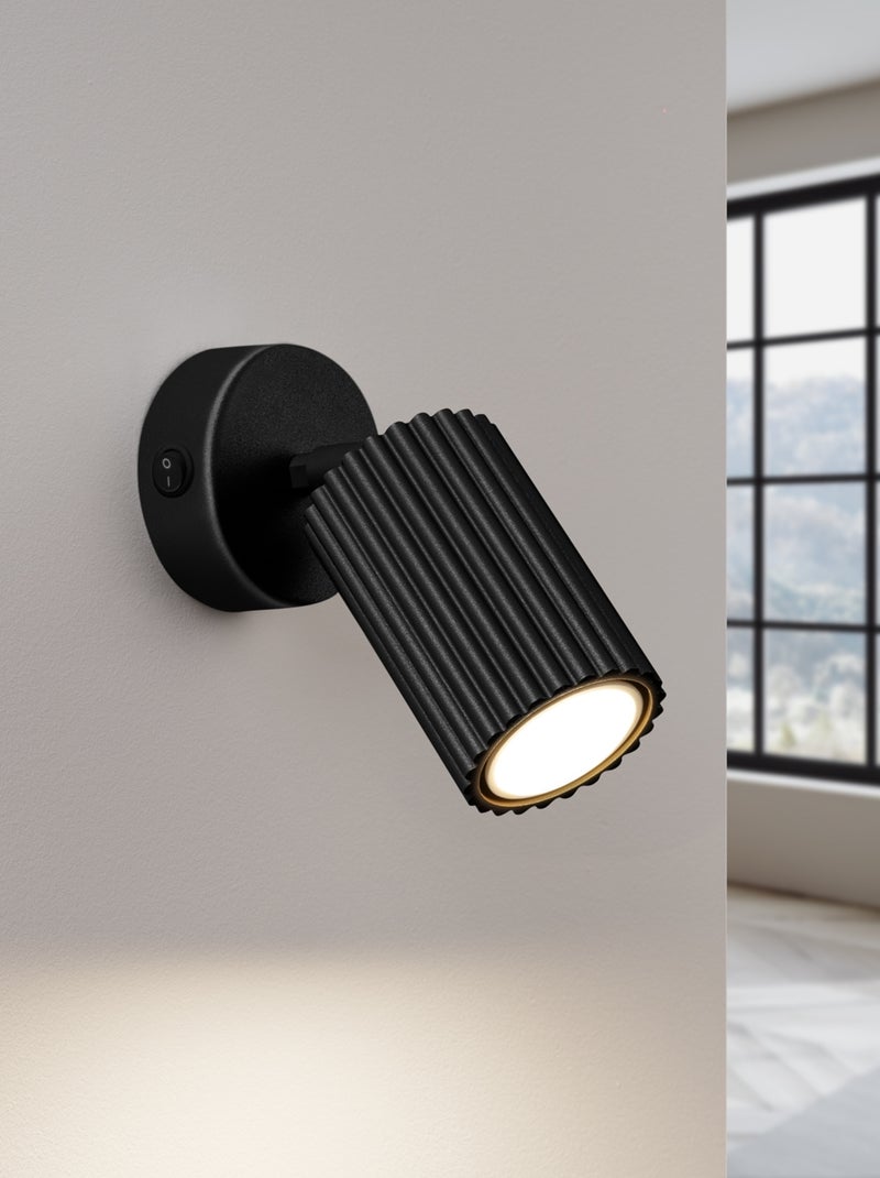 Applique Aluminium Noir GU10 1 Karbon Switch Noir - Kiabi