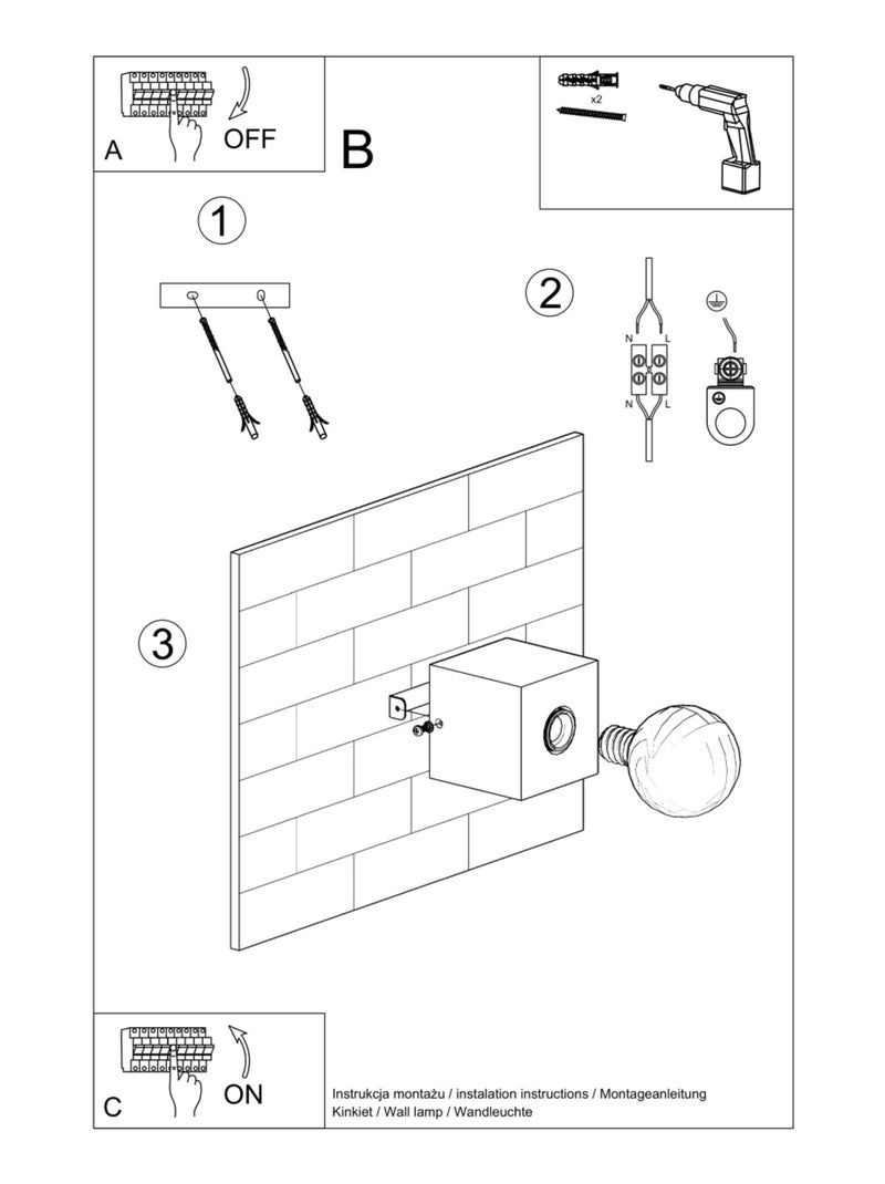 Applique Béton Gris E27 1 Ariz Gris - Kiabi