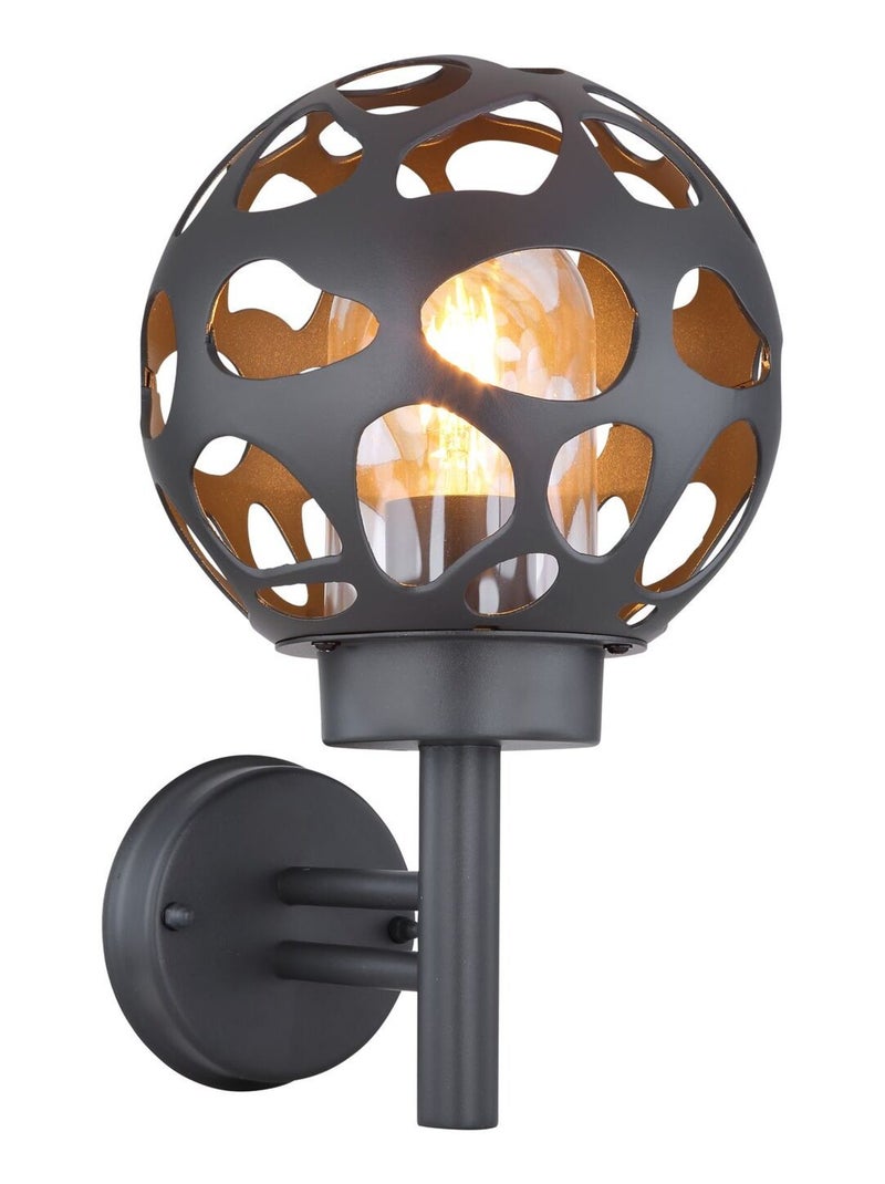 Applique d'extérieur ronde en Inox - H. 32,7 cm Noir - Kiabi