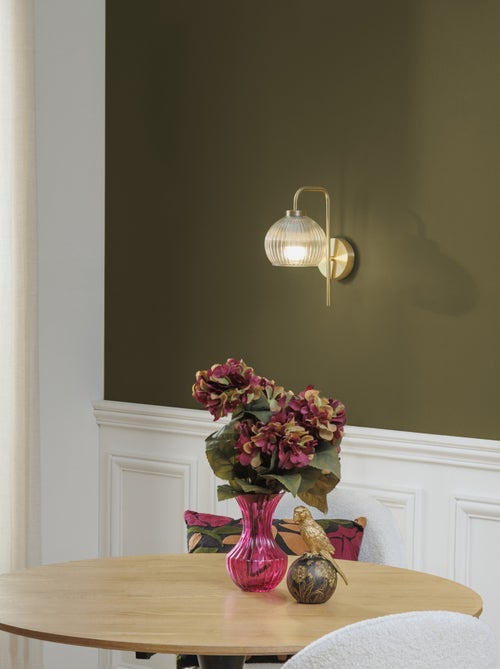 Applique en verre strié et métal doré - Kiabi