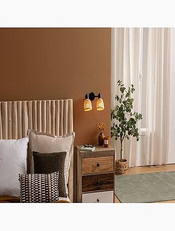 Applique murale 2 spots orientables en bambou tressé LIO