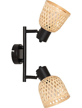Applique murale 2 spots orientables en bambou tressé LIO