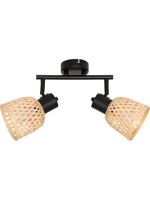 Applique murale 2 spots orientables en bambou tressé LIO - Kiabi