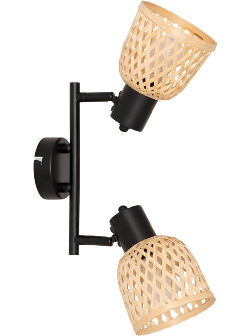 Applique murale 2 spots orientables en bambou tressé LIO - Kiabi